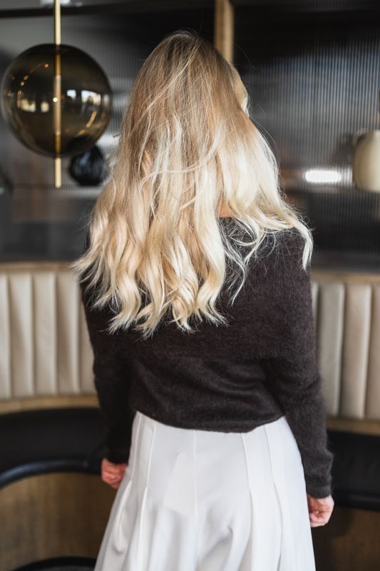 Eliette Off-Shoulder Knit Dark Brown 