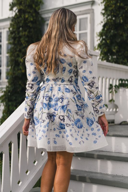 Leoni Silk Blend Mini Dress Tulip Blue 