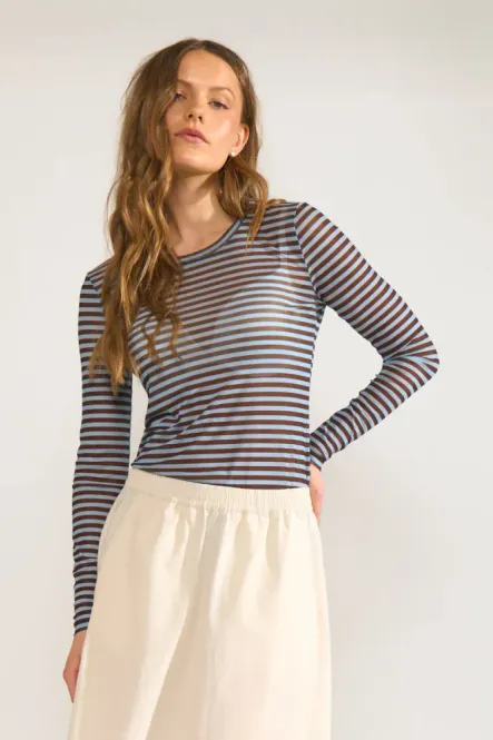 Hovedbilde Nusine Striped Mesh Blouse Floaty Blue 