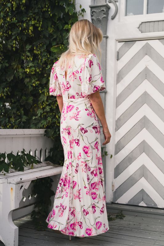 Freja Pouf Sleeve Maxi Dress Tulip Pink 