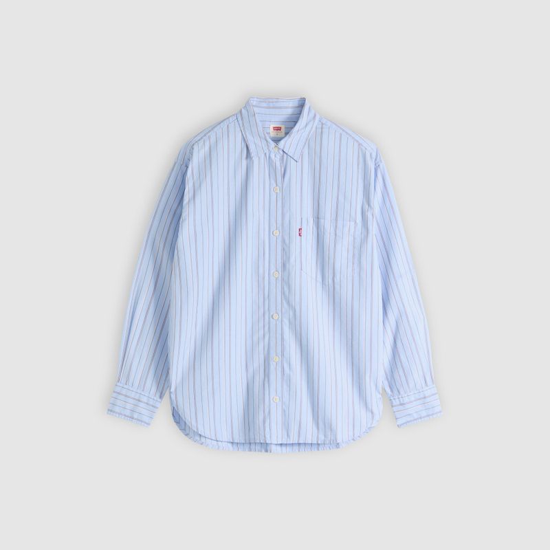 Harlie Boyfriend Shirt Amari Stripe Chambray Blue