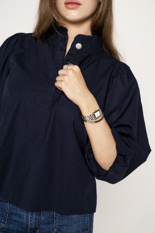 Ella Blouse Marine Poplin