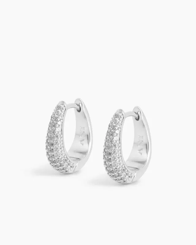 Pavé Ellipse Earrings Silver 