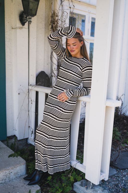 Rib Stripe Dress Brown Mix