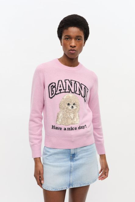 Hovedbilde Graphic Wool Mix Poodle Crewneck Chalk Pink 