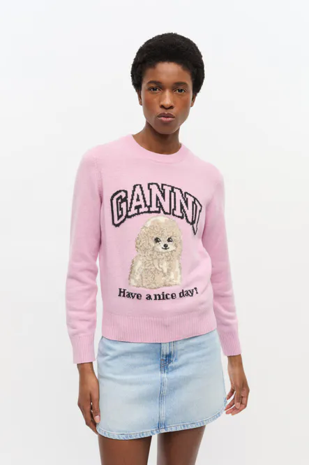 Hovedbilde Graphic Wool Mix Poodle Crewneck Chalk Pink 