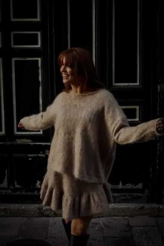 Boxy Sweater Beige Melange 