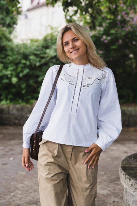Hovedbilde Aneliah C Poplin Emb Blouse White 