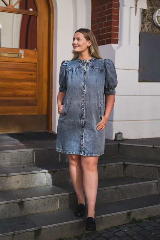 Denice Denim SS Dress Bleach Denim 