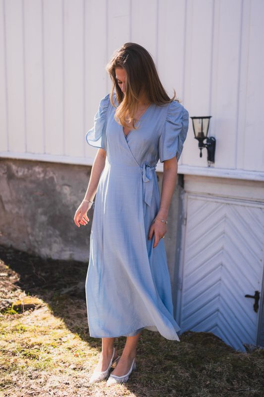 Hera SS Wrap Dress Pale Blue 