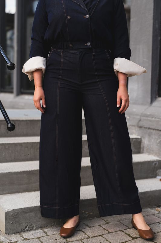 Terry Barrel Pant Navy Denim 