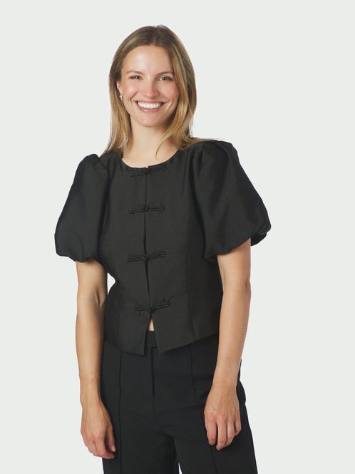 Hovedbilde Anela Mandarin Dull Satin Blouse Black 