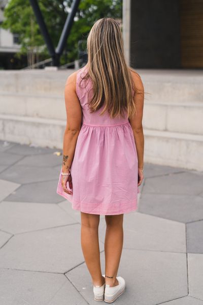 Hovedbilde Washed Stretch Cotton Mini Bow Tie Dress Bleached ...