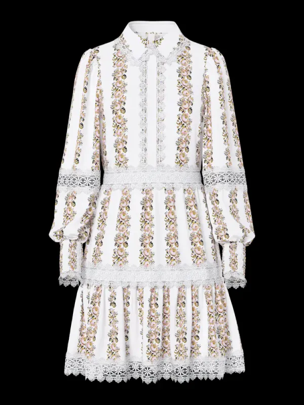 Petrea LS Dress Star White Insert Print 