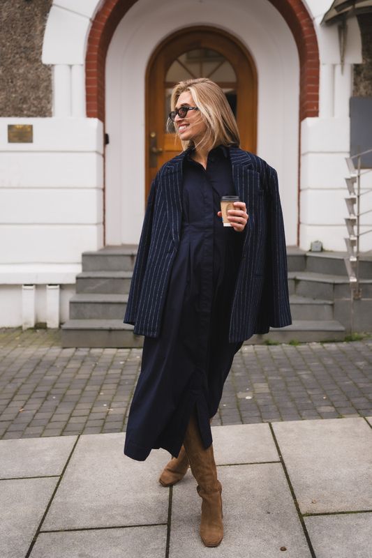 Sanna Shirt Long Dress Navy 