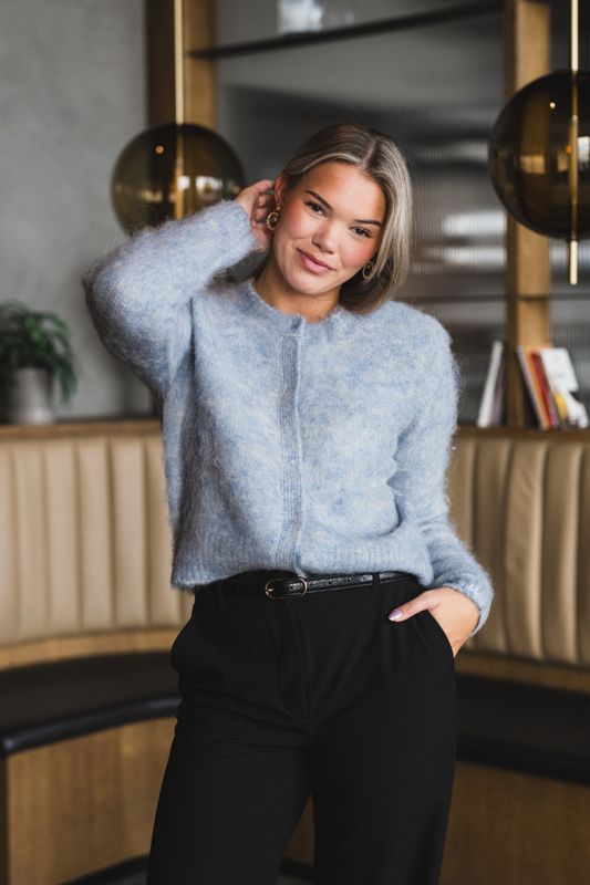 Hairy Knit Jacket Sky Blue 