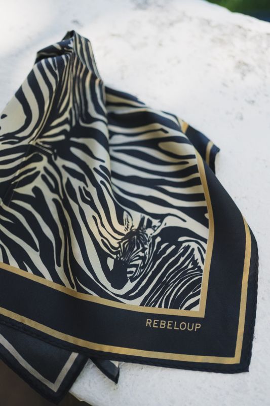 Sarah Zebra Silk Scarf Beige Zebra
