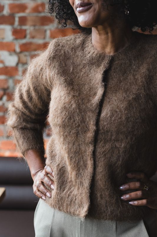 Hairy Knit Jacket Brown 