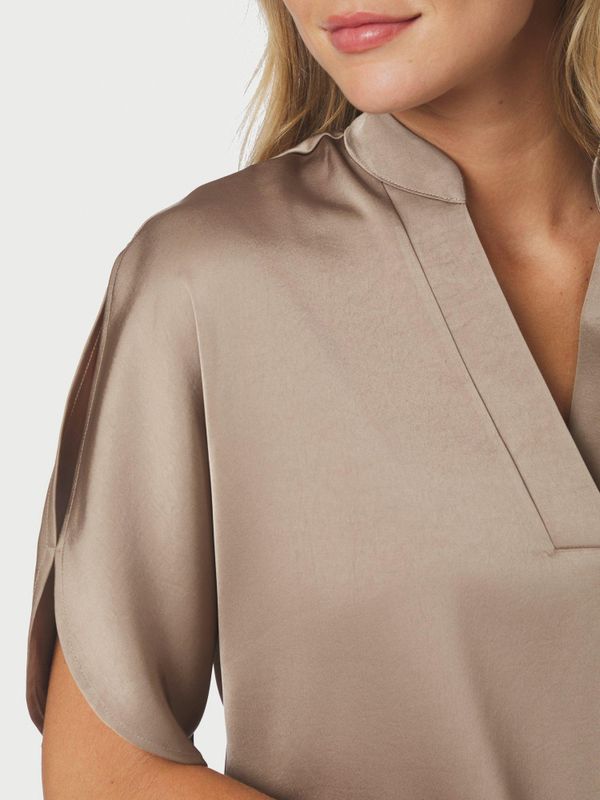 Anelle Heavy Sateen Blouse Dark Taupe 