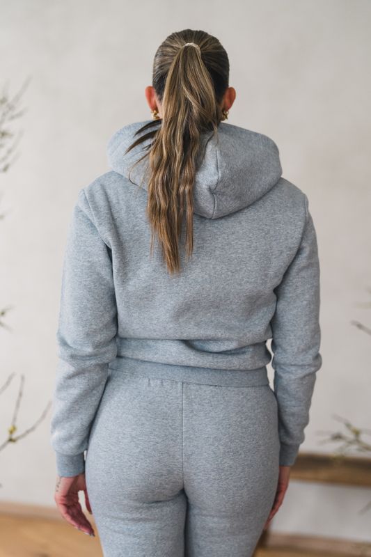 W Regular Zip Hoodie Grey Mix 