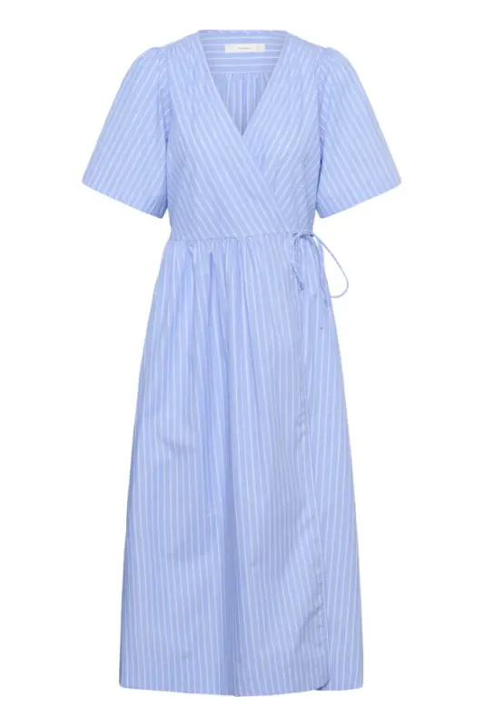 Raelynn Wrap Dress Blue And Summer Stripe 
