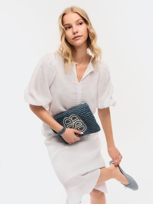 Hovedbilde Mim Straw Clutch Blue 