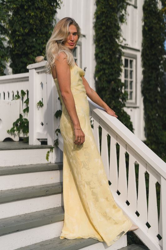 Sorelle Lace Slip Maxi Dress Light Lemon  