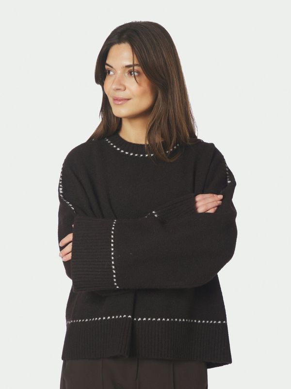 Roeme Knit Stitch Blouse Dark Brown 