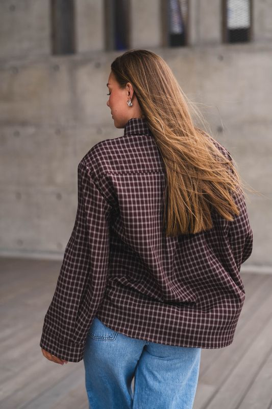 Anella Check Shirt Chocolate Plum 