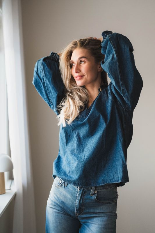 Emmeline Denim Blouse Dark Blue 