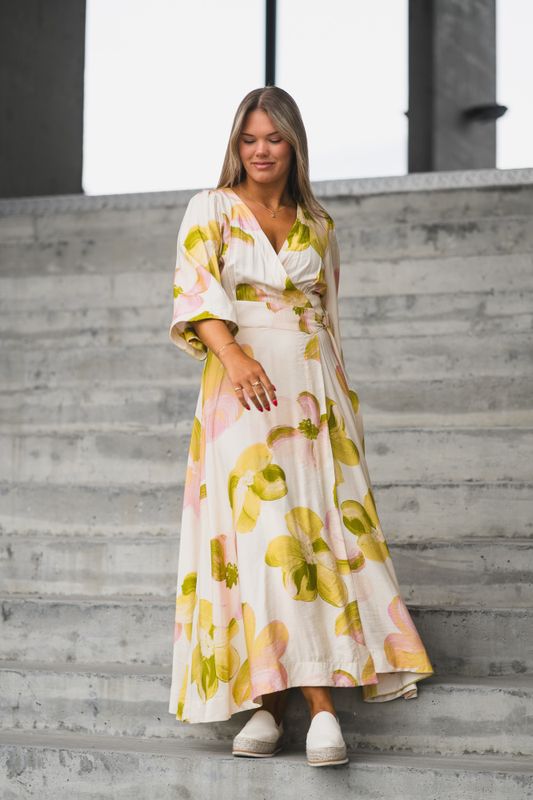 Marga 3/4 Wrap Long Dress Pristine Marga Aop 