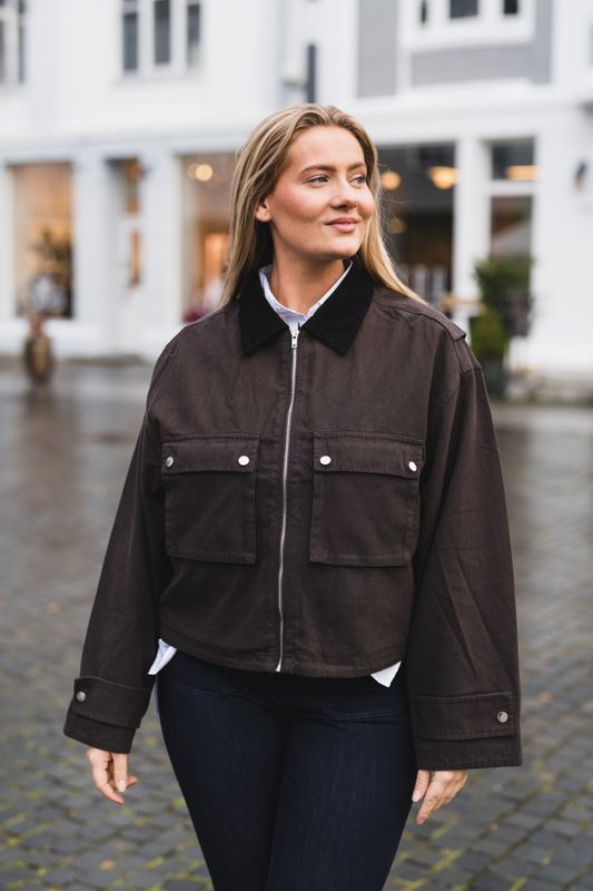 Rivera Canvas Boxy Jacket Brown 