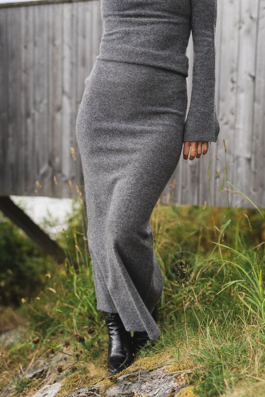 Jana Knit Skirt Dark Grey Melange 