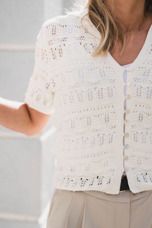 Marisini Stitch Polo Knit Top Offwhite 