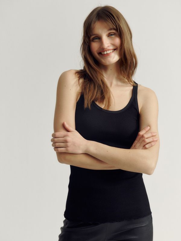 Belle Silk Top W/Elastic Band Black 
