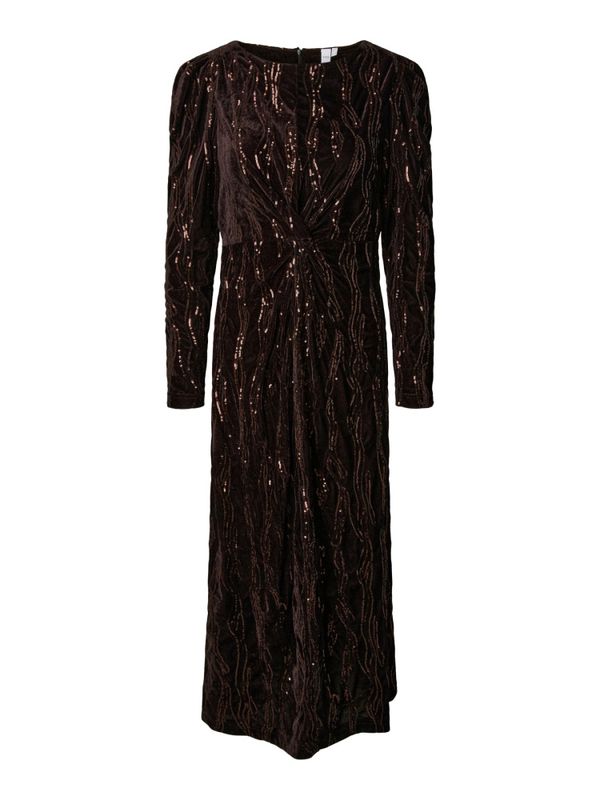 Hella LS Velour Midi Dress Black Rhinestones 