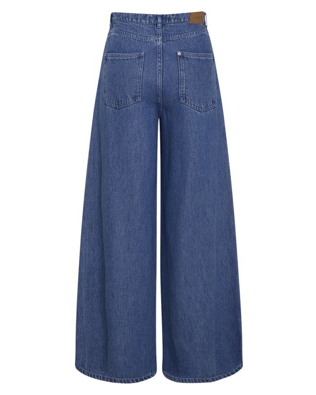 Ago Rue Wide Pants Long Mid Blue Wash 