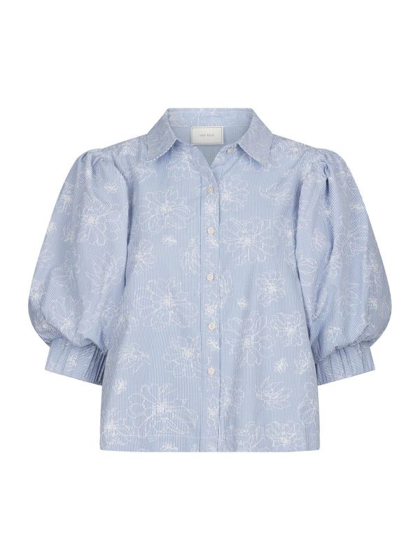 Etta Flower Stripe Shirt Light Blue 