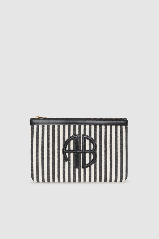 Lili Pouch White And Black Stripe 