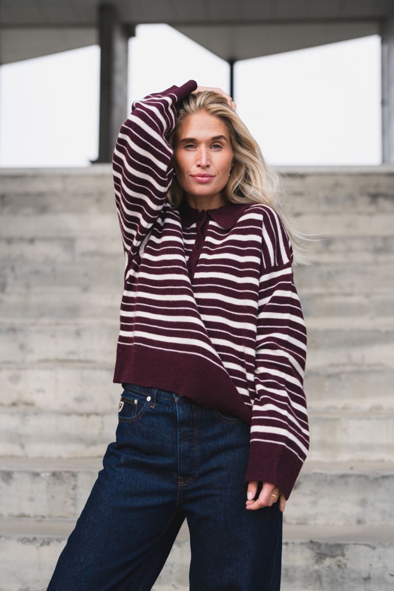Zely Stripe Dk Burgundy/Offwhite