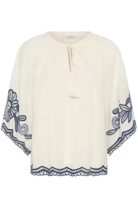 Hovedbilde Biancha Blouse Whisper White W Blue Emb
