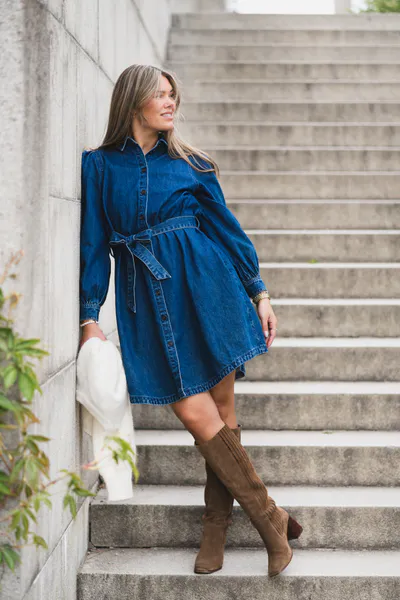 Hovedbilde Frida Short Shirt Dress Mid Blue Wash 