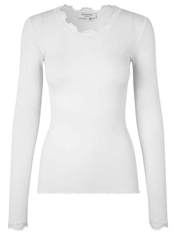 Babette Silk LS Lace T-Shirt New White 