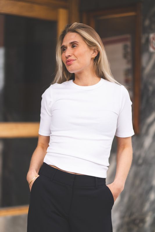 Betrina Rib 2/4 Tee Bright White 