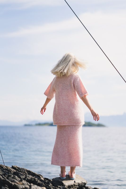 Fluffy Knit Tee Pink