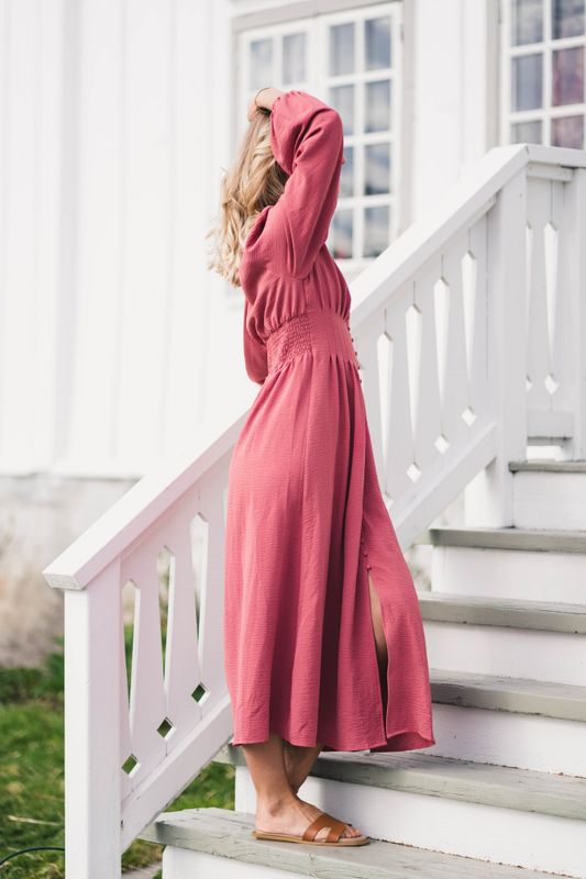Annelie Solid Crepe Dress Cherry Pink 