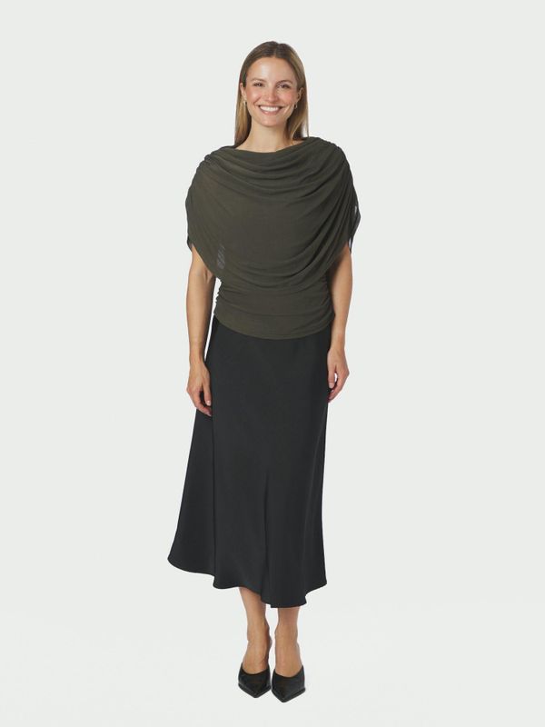 Cottuna Drapy Mesh Top Army 