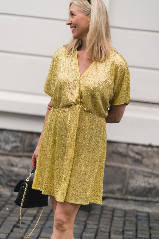 Shine On Mini Dress Golden Olive 