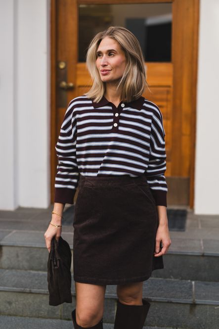 Hovedbilde Adanne Polo Knit Stripe Bordeaux