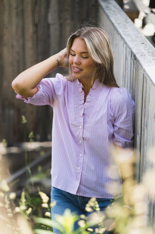Briony Twin Stripes Blouse Light Pink 